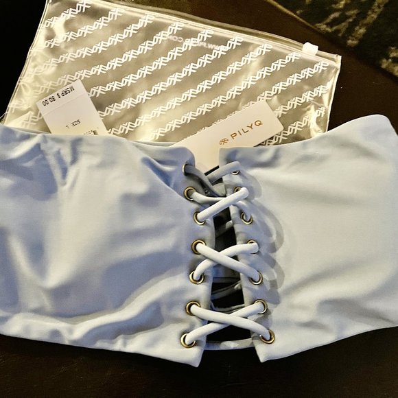 NEW WITH TAGS Sky Blue Lace Up Bandeau - Picture 3 of 3